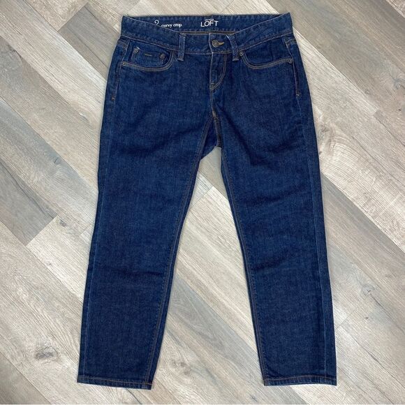 Ann Taylor Loft Curvy Crop Jeans Dark Blue 2 Stretch Mid Rise - Picture 3 of 12